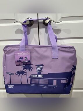 NEW Trader Joes Tote Bag 8 Gal Lavender Purple Large Insulated Eco Shopping